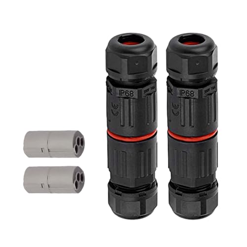 Serplex® 2Pcs Quick Electrical 3 Pin Plug IP68 Indoor/Outdoor Wire Cable Connector - Easy Push In Terminal Block Conductor - Image 1