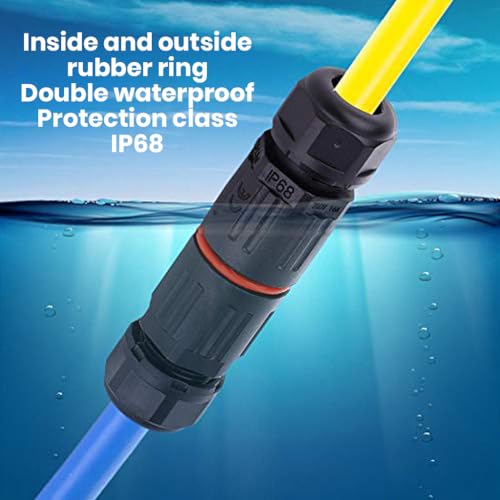 Serplex® 2Pcs Quick Electrical 3 Pin Plug IP68 Indoor/Outdoor Wire Cable Connector - Easy Push In Terminal Block Conductor - Image 3