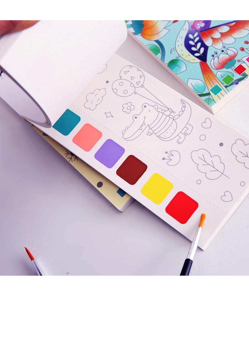 SYOSI Water Color Paint Sets for Kids Travel Pocket Watercolor Kit with Paints and Brushes Arts and Crafts for Girls Boys Water Colors Paint Book Kids Watercolor Coloring Books for Kids Ages 4-8 - Image 2