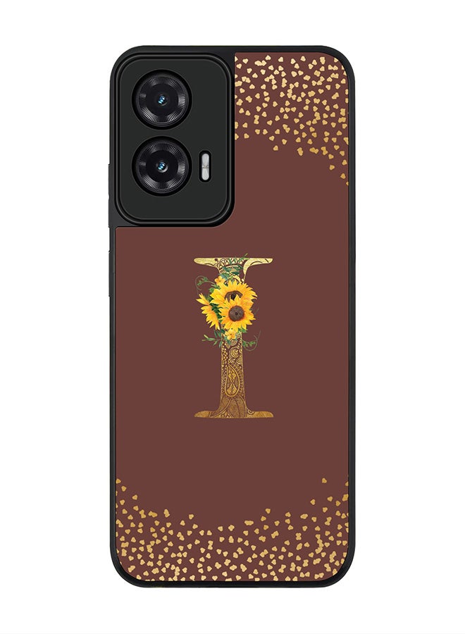 For Motorola Moto G35 Case,Slim fit Camera Protection, Shockproof Thin Phone cover  - Custom Floral Monogram - I  (Brown )