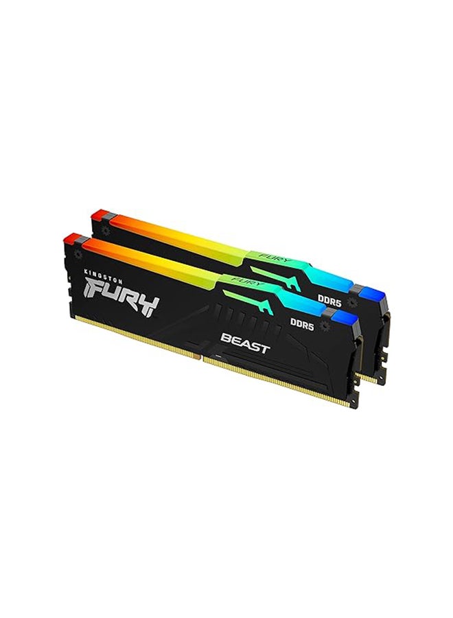 Kingston Fury Beast RGB (2x16GB) DDR5 Desktop Memory, 6000MT/s Memory Speed, CL36 CAS Latency, Intel XMP 3.0, 1.35 Voltage, 288-Pin, AMD Expo, Dual Channel DIMM Kit | KF560C36BBEAK2-32 32 GB - Image 1