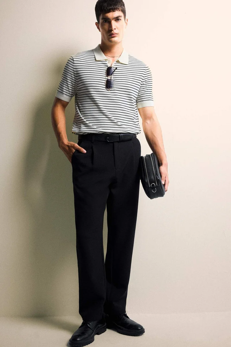 Defacto Straight Fit Pleated Straight Leg Fabric Trousers
