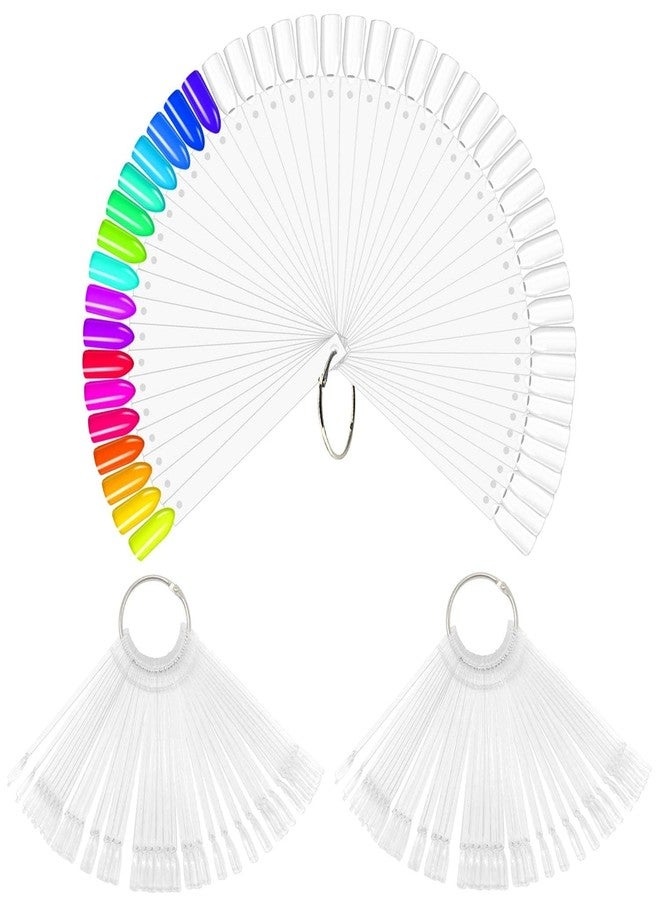 kreni Fan Shape Nail Art Polish Display Tips, False Nails Sample Sticks, Practice Color Display, for Home DIY Salon Practice Tools (Fan-shaped Natural, 50 - Pcs) - Image 1