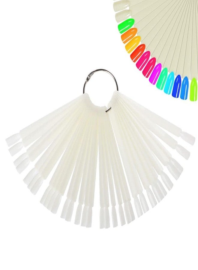 kreni Fan Shape Nail Art Polish Display Tips, False Nails Sample Sticks, Practice Color Display, for Home DIY Salon Practice Tools (Fan-shaped Natural, 50 - Pcs) - Image 2