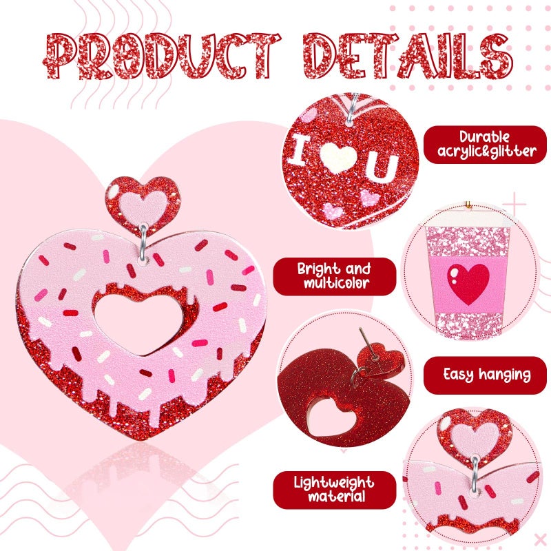 Loetere 16 Pairs Acrylic Valentine'S Day Earrings Teacher Earrings For Women Bulk Valentines Day Gifts For Teachers(Heart) - Image 3