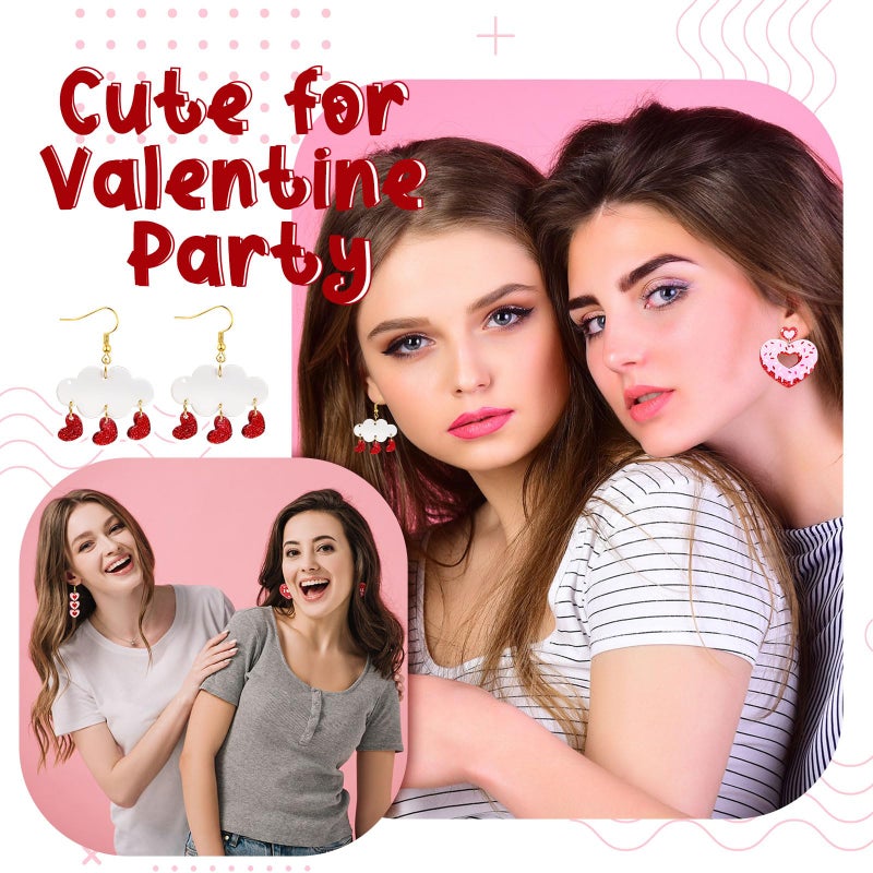 Loetere 16 Pairs Acrylic Valentine'S Day Earrings Teacher Earrings For Women Bulk Valentines Day Gifts For Teachers(Heart) - Image 4