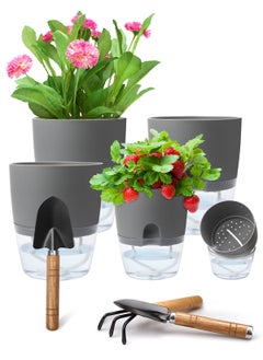 Plant Pots 7Inch 3pcs/5.3Inch/4.3 Inch Self Watering Pots, Set of 5 Plastic Planters with Drainage Holes and Saucers,Plastic Flower Pots,Nursery Planting Pot for Indoor Out Door Plants - pzsku/Z1F9CC4F38B0BD5F9BEA0Z/45/_/1706686342/9a9b9ce8-459e-4f85-8284-f7cfa3f6a101