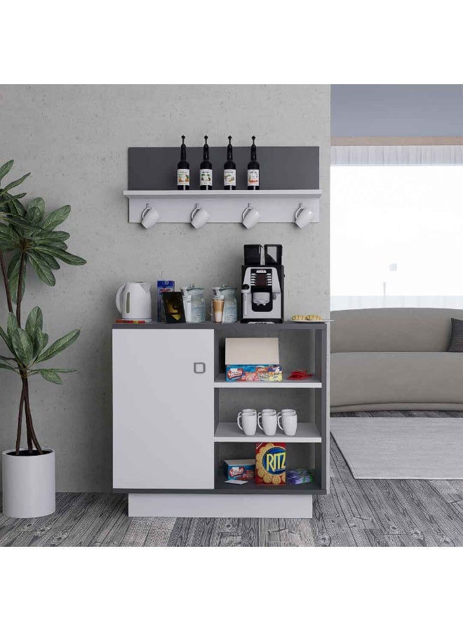 ستايلش هوم طاولة ركن قهوة ابيض ورمادي مع رف جداري - RC49 - Image 1