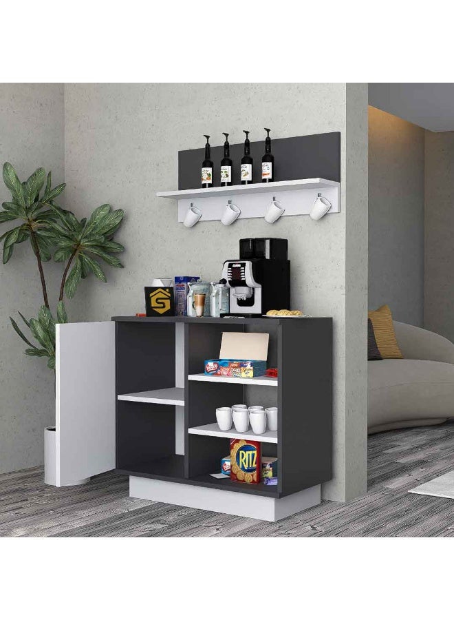 ستايلش هوم طاولة ركن قهوة ابيض ورمادي مع رف جداري - RC49 - Image 3