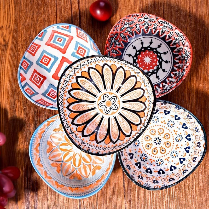 WE-CEF Sauce Dish - Olive Oil Dipping Dishes,Dipping Bowls Set, Porcelain Dipping Sauce Bowls/Dishes for Soy Sauce, Ketchup, BBQ Sauce or Seasoning(Random Pattern, Set of 4) - Image 5