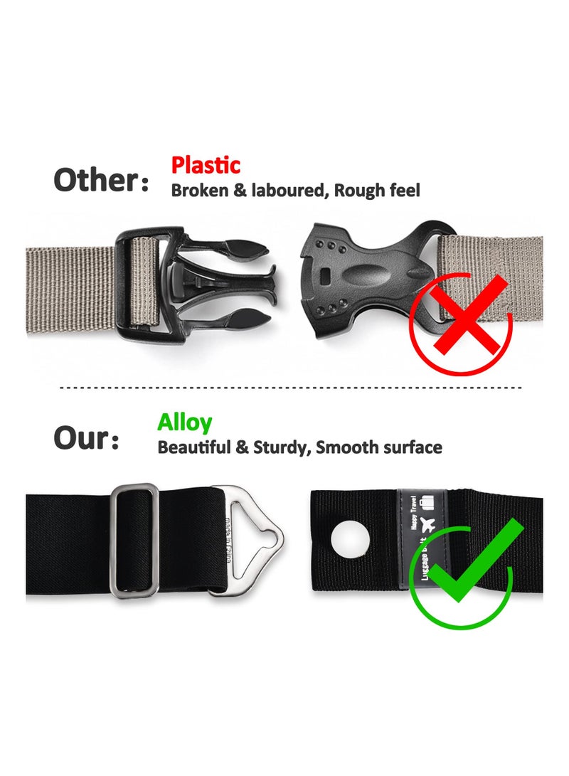 SOLARAE 2-in-1 Travel Belt Luggage Straps Over Handle for Carry-On Bag, Elastic Add a Bag Bungees Luggage Belt Suitcases Adjustable with Alloy Buckle, Hands-Free for Airport, Trip (Black) - Image 4