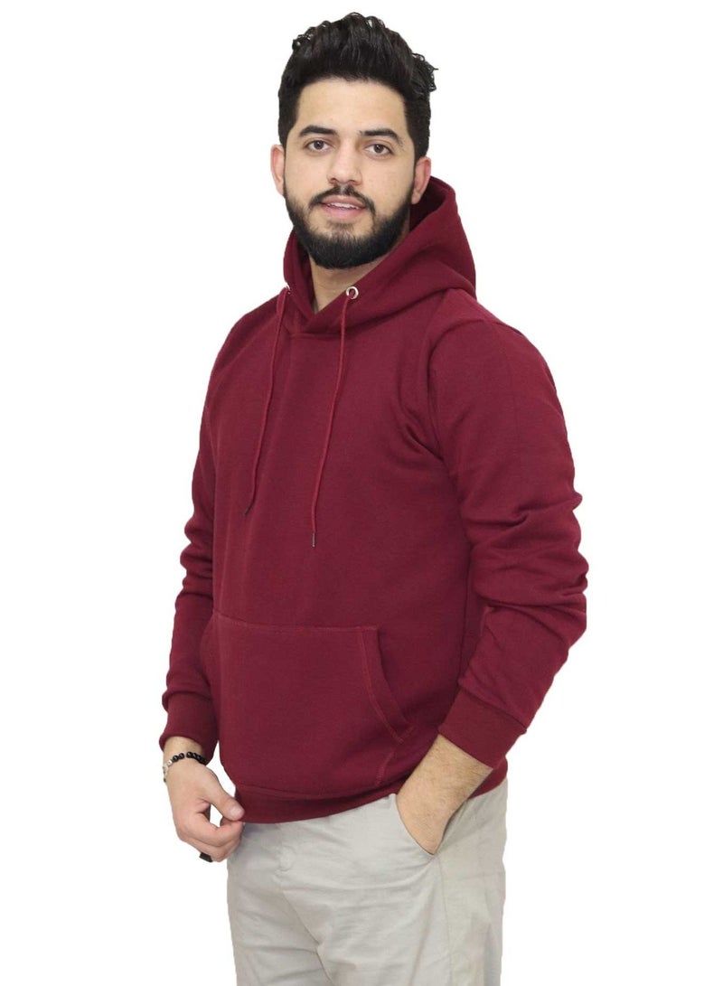 OneHand Hoodie Melton Cotton - Burgundy - Image 1