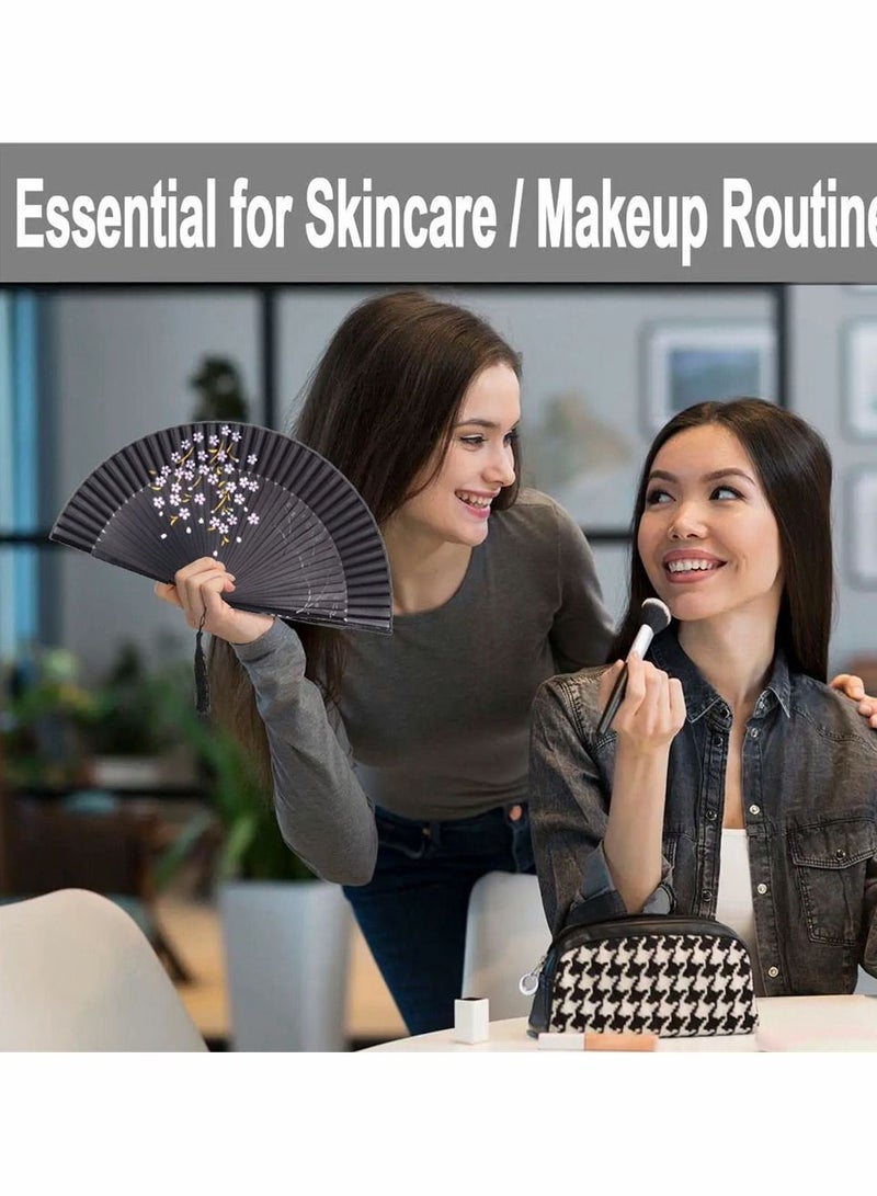 SYOSI باليد مروحة الخيزران الحرير قابلة للطي مروحة اليد، الصينية اليابانية الساحرة الأنيقة خمر الرجعية نمط للرقص تأثيري حفل زفاف الدعائم الديكور والنساء السيدات الفتيات أفضل الهدايا (أسود، 8.27 بوصة) - Image 3