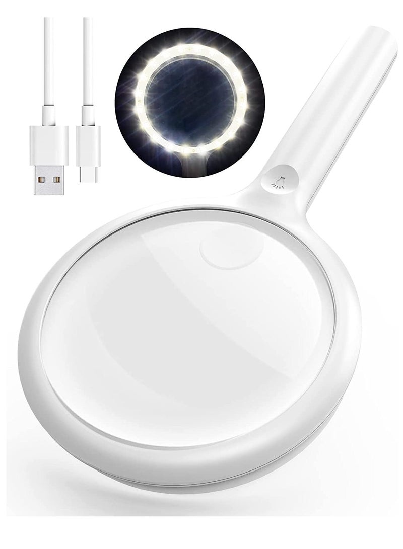 Magnifying Glass with LED Light, 4.3 Inches 3X Handheld Magnifying Glass with 20 LED Lights for Reading - Image 1