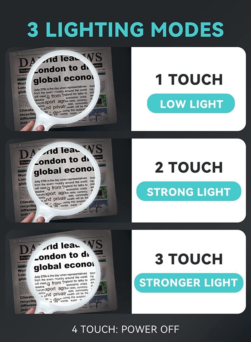 Magnifying Glass with LED Light, 4.3 Inches 3X Handheld Magnifying Glass with 20 LED Lights for Reading - Image 5