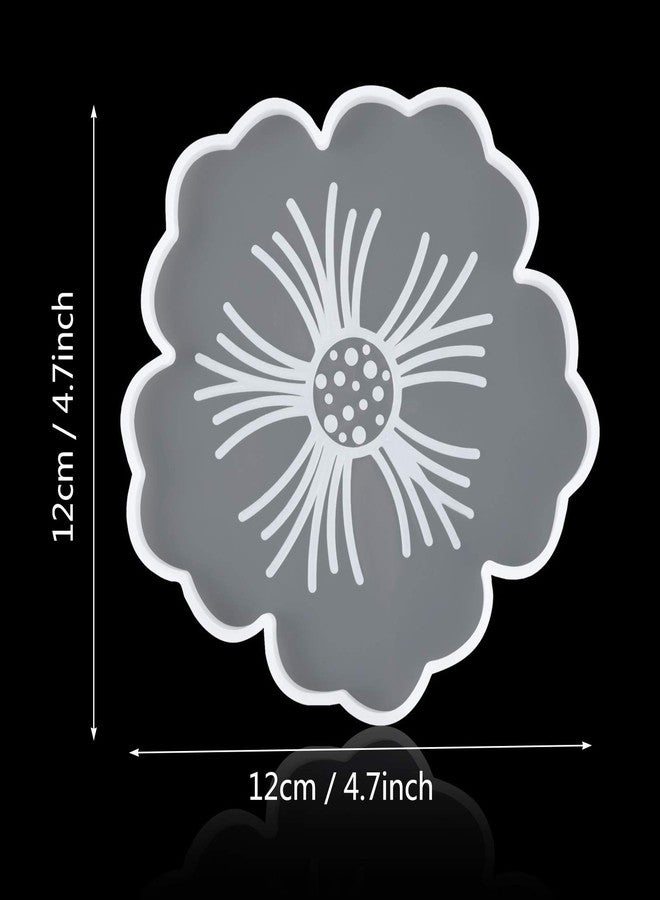 CCOZN Silicone Coaster Molds, CCOZN 4 PCS Flower Silicone Coaster Molds Coaster for Epoxy Resin Agate Coaster Cup Mat Molds for Resin Casting Silicone Molds for Making DIY Craft - Image 2