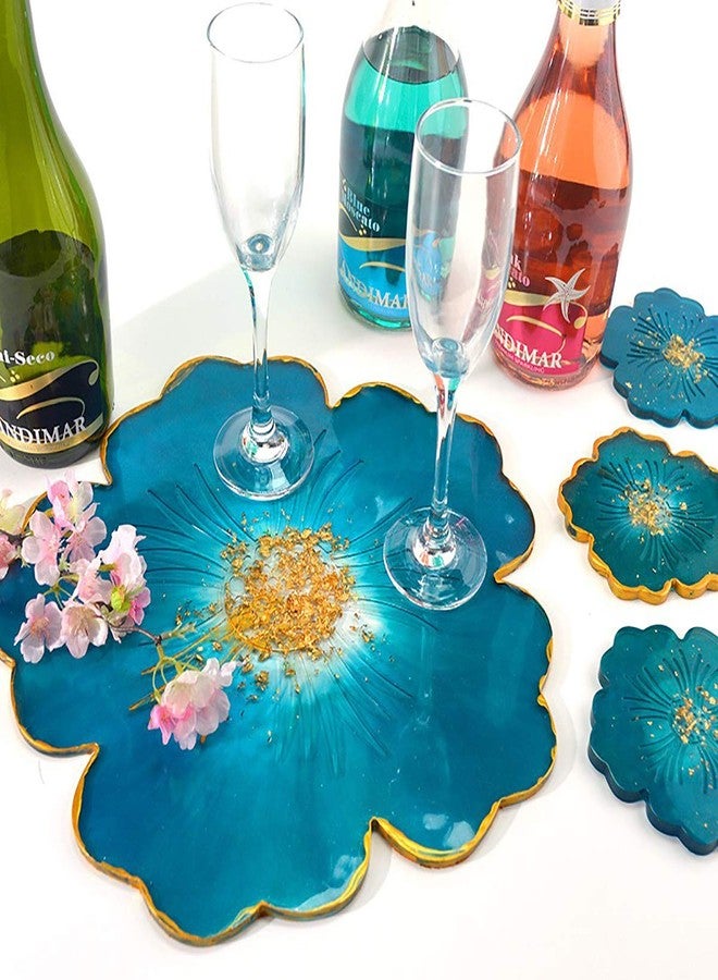 CCOZN Silicone Coaster Molds, CCOZN 4 PCS Flower Silicone Coaster Molds Coaster for Epoxy Resin Agate Coaster Cup Mat Molds for Resin Casting Silicone Molds for Making DIY Craft - Image 4