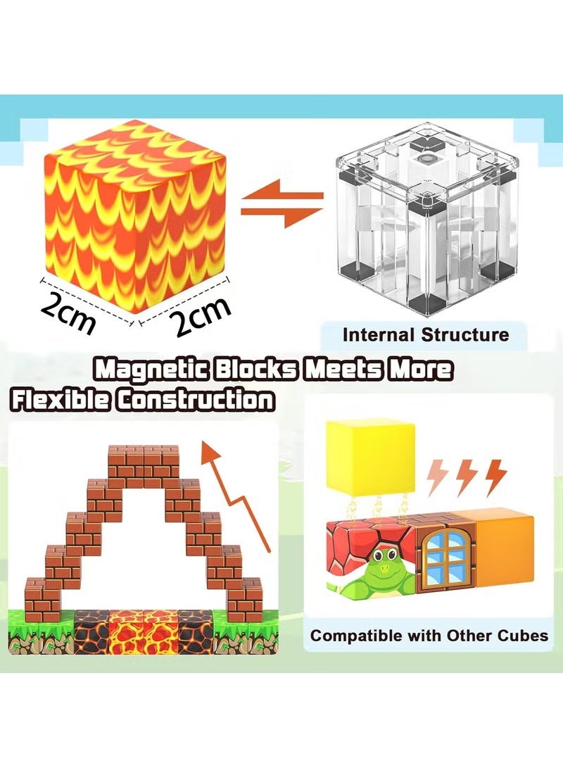 Soyee 60PCS Magnetic Cube Building Blocks, Mario Themed Educational STEM Toy for Kids, Creative Construction Set - Image 3