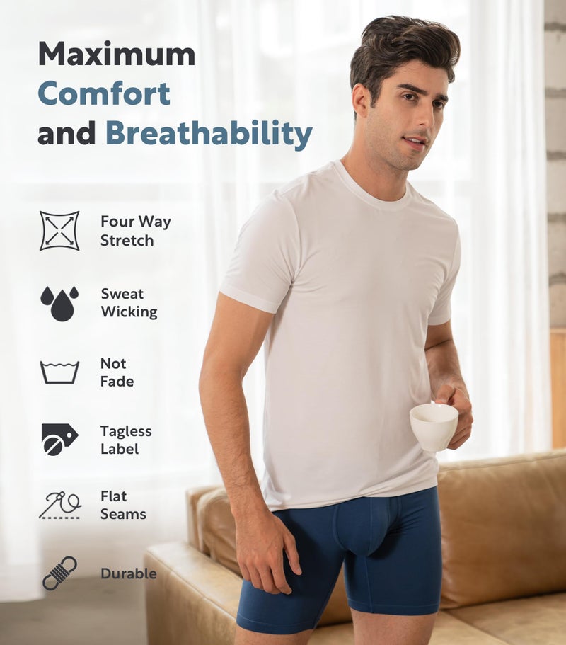 DAVID ARCHY Mens Underwear Boxer Briefs Breathable Soft Moisture-Wicking with Fly Underwear Long Leg 8" for Men 3 Pack (L, Black/Dark Gray/Navy Blue - 8" in 3 Pack) - Image 4