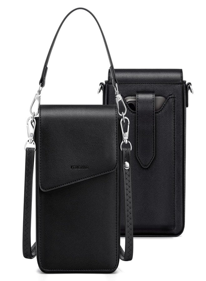 nuoku Small Crossbody Wallet Purse for Women with Phone Pocket, Small Crossbody Phone Bag with 2 Straps (Black) - Image 1