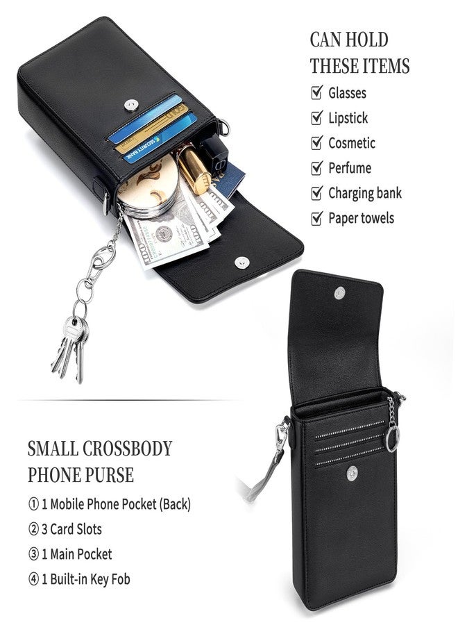 nuoku Small Crossbody Wallet Purse for Women with Phone Pocket, Small Crossbody Phone Bag with 2 Straps (Black) - Image 4