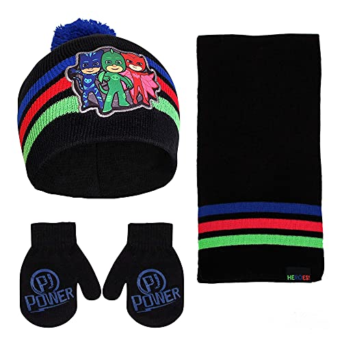 PJMASKS PJ Masks Boys Toddler Winter Hat, Scarf & Mittens Set For Ages 2-4, Black/Blue - Image 1