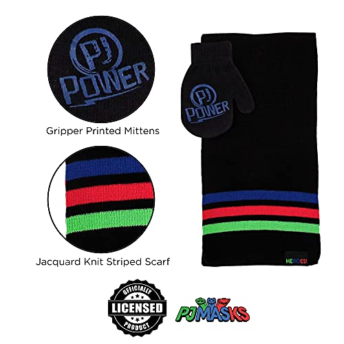 PJMASKS PJ Masks Boys Toddler Winter Hat, Scarf & Mittens Set For Ages 2-4, Black/Blue - Image 5