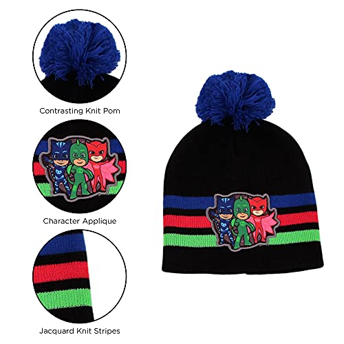 PJMASKS PJ Masks Boys Toddler Winter Hat, Scarf & Mittens Set For Ages 2-4, Black/Blue - Image 3