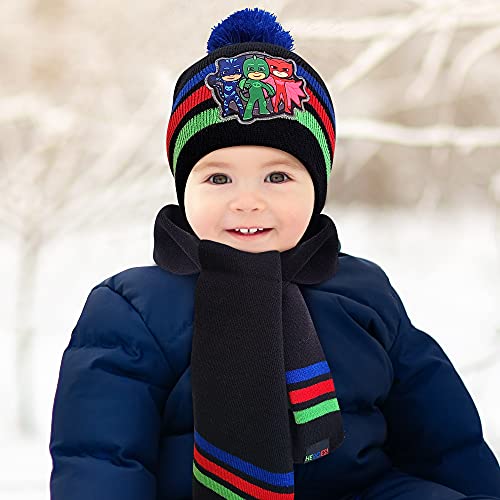 PJMASKS PJ Masks Boys Toddler Winter Hat, Scarf & Mittens Set For Ages 2-4, Black/Blue - Image 2