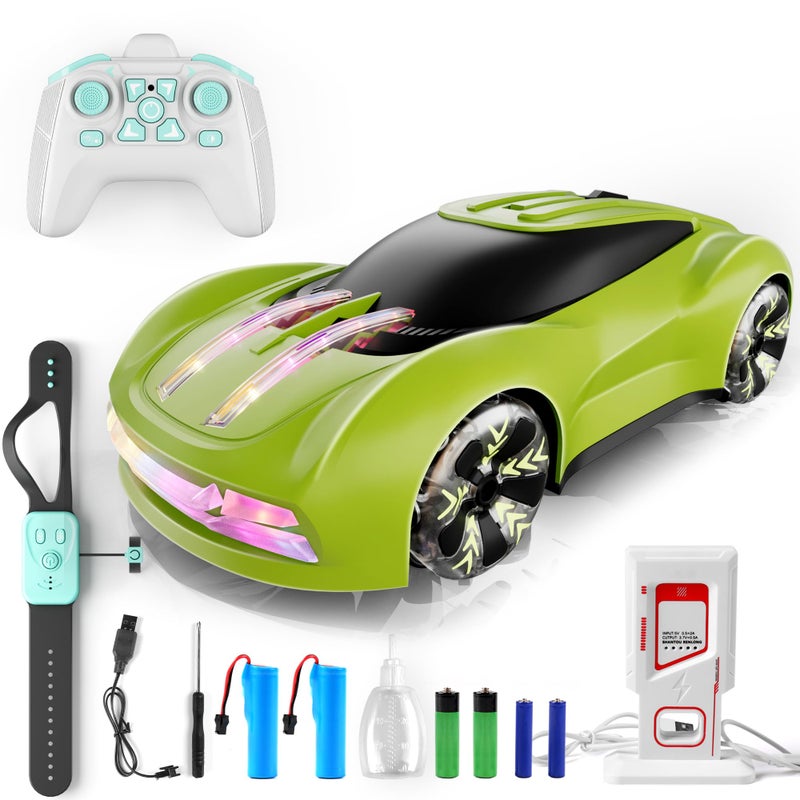 Dwi Dowellin Gesture Sensing RC Stunt CarDrift Remote Control with Light Spray Music Boys Toys Age 6812 Cool Birthday Gifts for Kids Age 7 8 9 10 11 12 Years OldGreen - Image 3