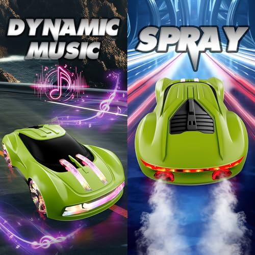 Dwi Dowellin Gesture Sensing RC Stunt CarDrift Remote Control with Light Spray Music Boys Toys Age 6812 Cool Birthday Gifts for Kids Age 7 8 9 10 11 12 Years OldGreen - Image 5