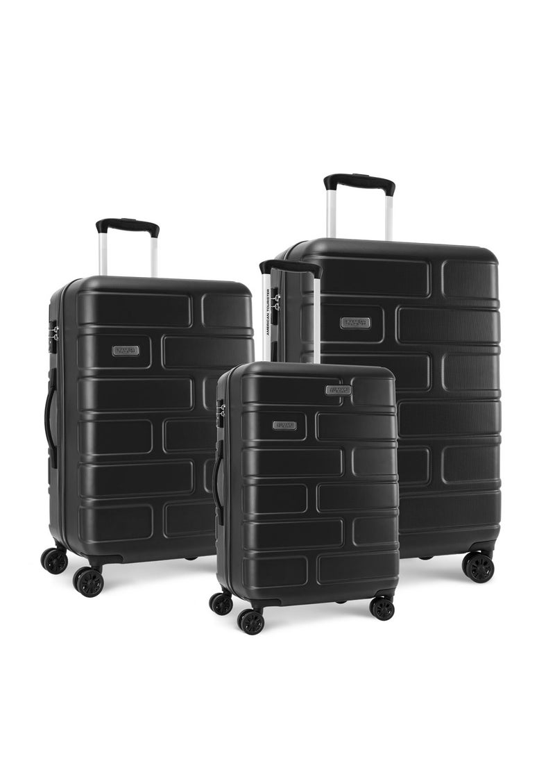AMERICAN TOURISTER - BRICKLANE HARD SPINNER ( 55+66+77) 3 pcs set BLACK WITH TSA LOCK - Image 1