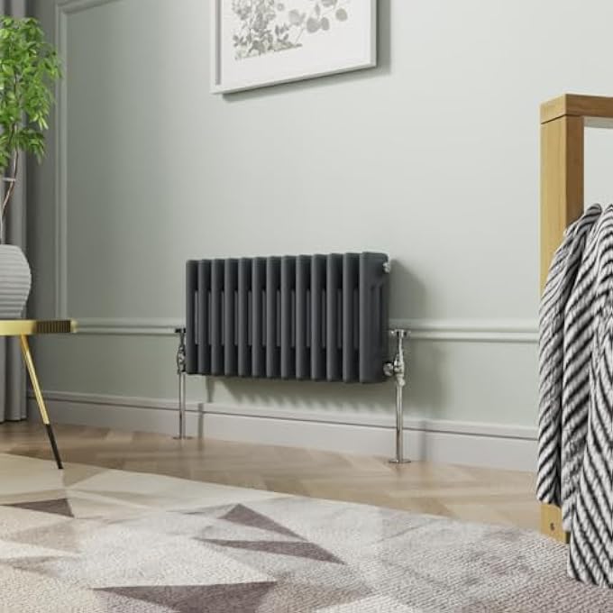 300 X 605MM TRADITIONAL ANTHRACITE HORIZONTAL CAST IRON STYLE RADIATOR TRIPLE PANEL - Image 1