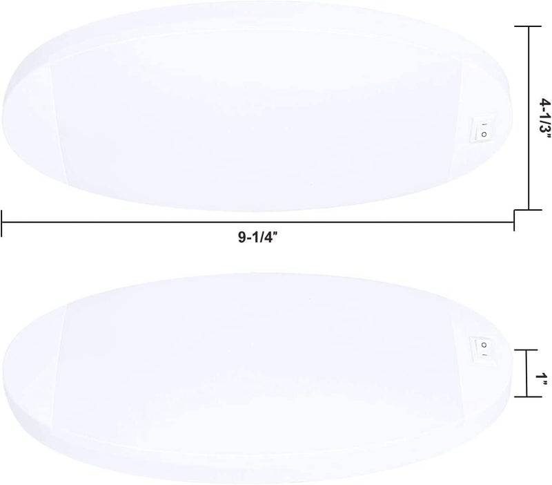 FACON 12V Bright RV LED Interior Light with Switch, Length: 9-1/4'', DDS01-608, Oval Pancake Ceiling Light Surface Mount, for RVS, Camper, Boat, Tiny Homes, cETL Certified - Image 2