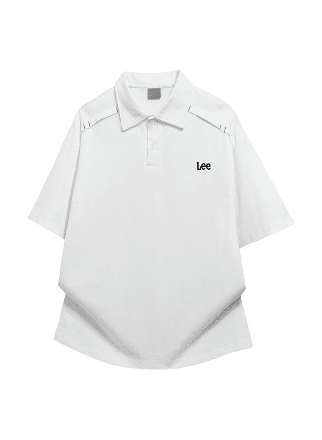 Lee shoulder pressure line Polo shirt for men and women in summer loose heavy cotton lapel short sleeve couple casual shirt. - Image 3