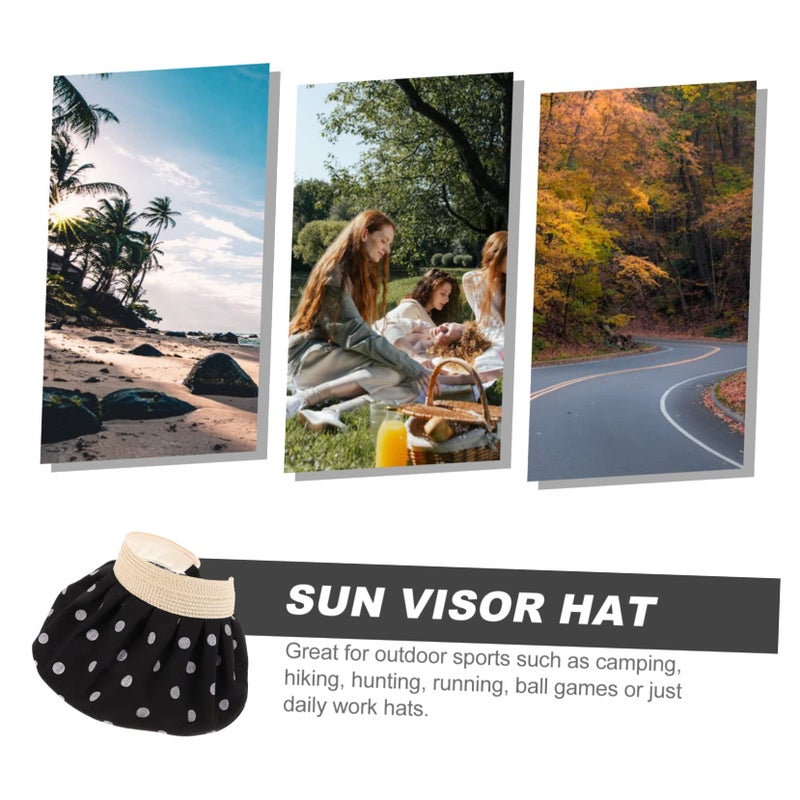 Black Womens Wide Brim Foldable Sun Hat Ventilated Summer Beach Outdoor Cap - Image 5