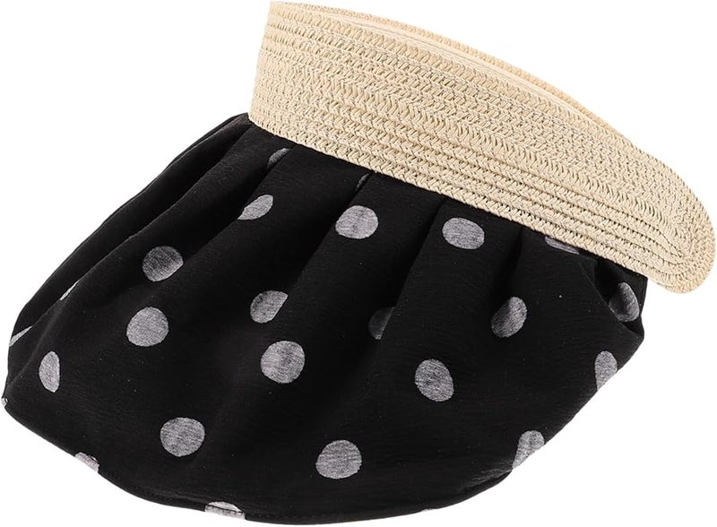 Black Womens Wide Brim Foldable Sun Hat Ventilated Summer Beach Outdoor Cap - Image 1