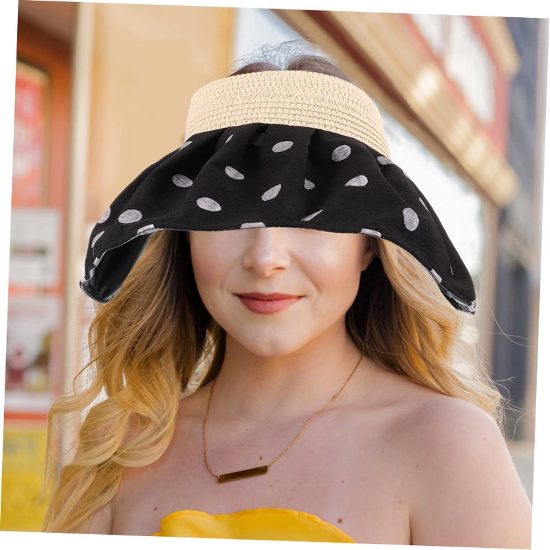Black Womens Wide Brim Foldable Sun Hat Ventilated Summer Beach Outdoor Cap - Image 3