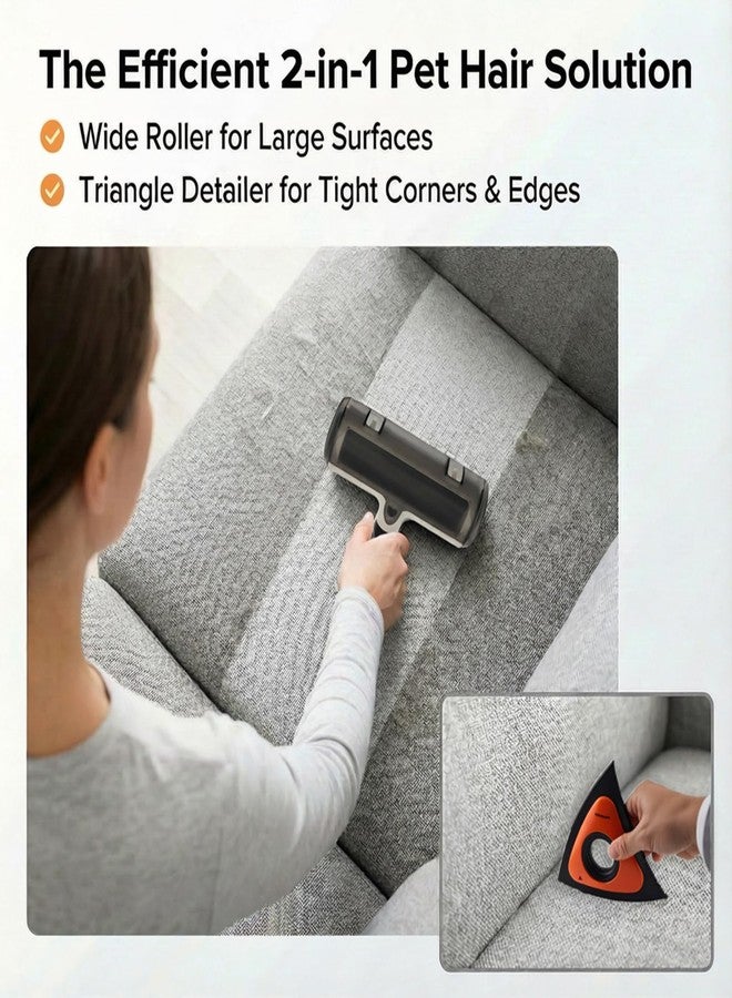 Rigrig Pet Hair Remover Roller & Triangle Detailer - Reusable Dog/Cat Hair Remover for Couch, Carpet, Furniture & Car - Portable Multi-Surface Pet Fur Removal Tool - Image 3