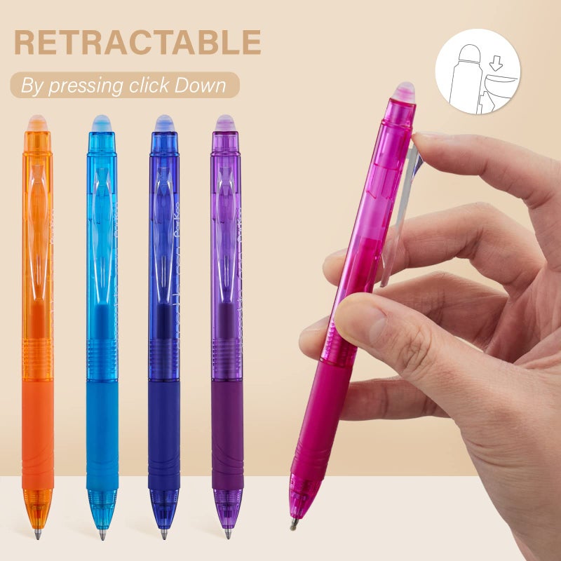ParKoo 20 Colors Retractable Erasable Gel Pens Clicker, Fine Point 0.7 mm, Make Mistakes Disappear, Comfort Grip for Drawing Writing Planners and Crossword Puzzles - Image 3