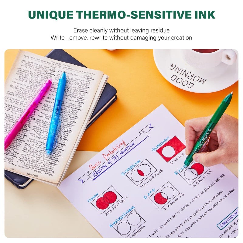 ParKoo 20 Colors Retractable Erasable Gel Pens Clicker, Fine Point 0.7 mm, Make Mistakes Disappear, Comfort Grip for Drawing Writing Planners and Crossword Puzzles - Image 4