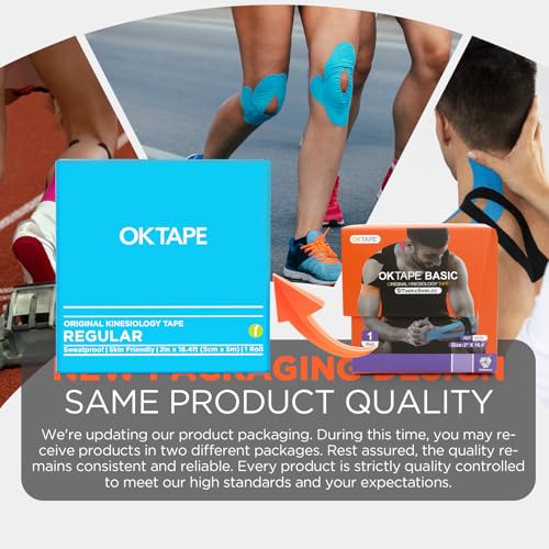 OK TAPE Kinesiology Tape Regular Original Cotton Elastic Athletic Tape for Support and Recovery Sports Tape Therapeutic Pain Relief 2in164ft Uncut Roll Light Blue - Image 5