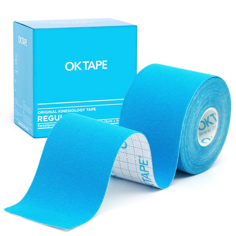 OK TAPE Kinesiology Tape Regular Original Cotton Elastic Athletic Tape for Support and Recovery Sports Tape Therapeutic Pain Relief 2in164ft Uncut Roll Light Blue - Image 3