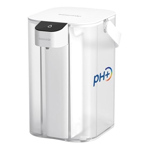 Waterdrop قارورة فلتر الماء الكهربائي القلوي من ووتر دروب، موزع ماء قابل لإعادة الشحن، منقي سطح الطاولة بسعة 200 جالون و15 كوب، معتمد من NSF/ANSI 42، يقلل من PFOA/PFOS، الكلور، الرصاص، أبيض، مع فلتر واحد - Image 1