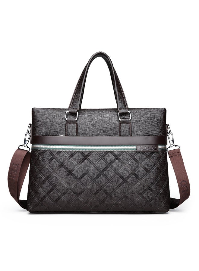 A Generation Of Men's Bag Lingge Fashion Men's Horizontal Portable Briefcase Shoulder Diagonal Business Computer Bag-Color:6828-black Horizontal-Dimensions:14 Inch - Image 4