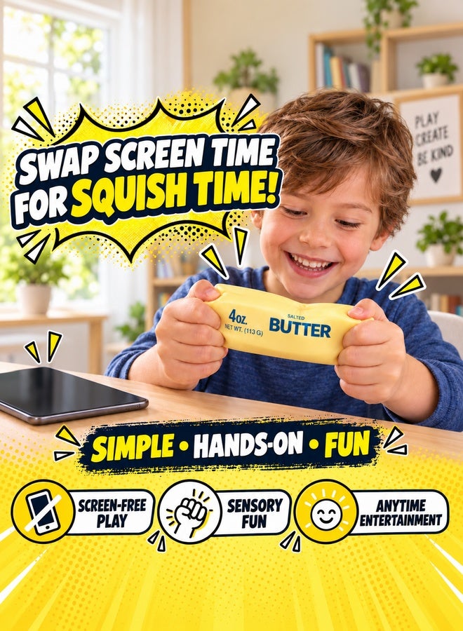 TOY GARDEN 1PCS Butter Squeeze Toy, Soft Butter Squishy Fidget Toy, Sensory Toys for Kids, Squeezable Stress Relief Squishy, Screen-Free Kids Toys for Boys & Girls, Gift - Image 3