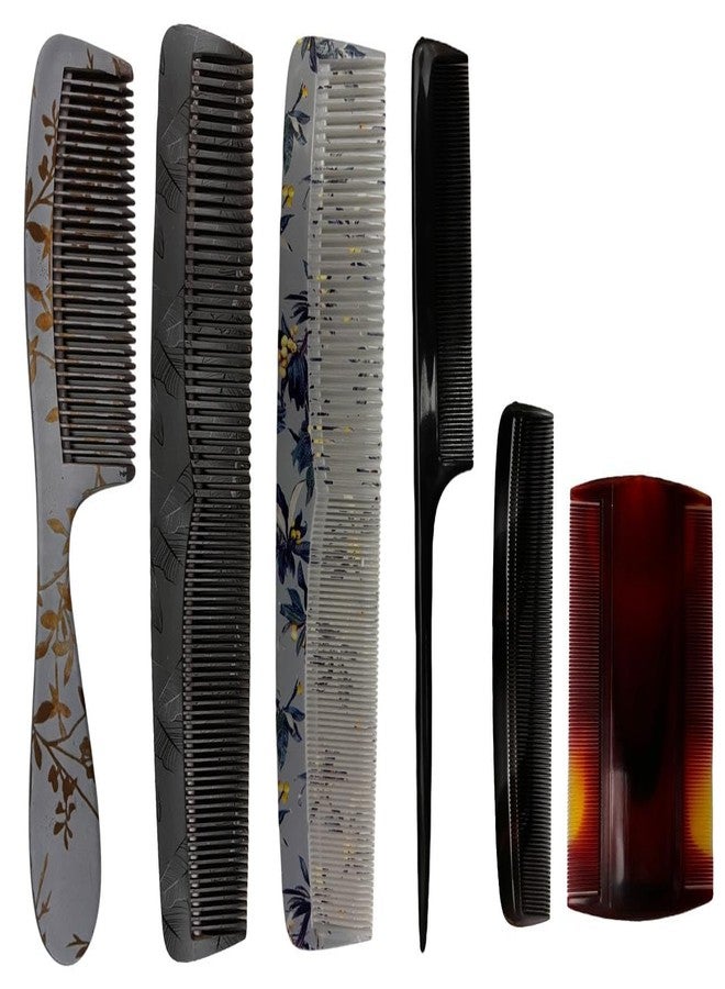 Treewing 6Pcs Hair Comb Set for Women and Men - Made With Virgin Raw Material with Smooth Teeth Handle Comb, Lice Comb, Rat-Tail Comb, Pocket Comb, Graduated Comb - Image 1