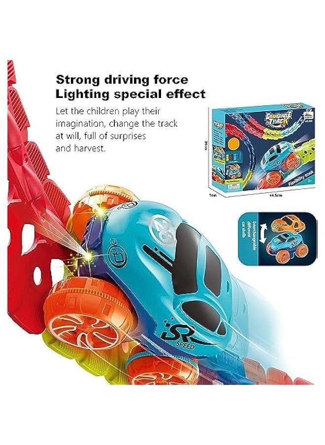 HOOKOR 92 pcs Car Track Set Race Track Toys for Boys Kids  Birthday Gifts for Boys Kids Toy Birthday Gifts, Flexible Changeable Magic Race Car Track Toys for 3 4 5 6 7 8 9 10 12+Year Old Boys Girls  - Image 3