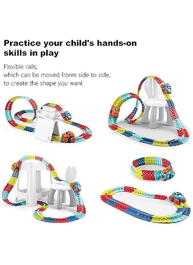 HOOKOR 92 pcs Car Track Set Race Track Toys for Boys Kids  Birthday Gifts for Boys Kids Toy Birthday Gifts, Flexible Changeable Magic Race Car Track Toys for 3 4 5 6 7 8 9 10 12+Year Old Boys Girls  - Image 4