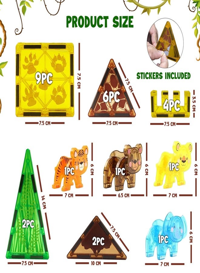 KIPA GAMING 27 Pcs. Jungle Animals Magnetic Construction BlocksSet Magnet Blocks Building Toy for STEM Learning, Safari & Forest Theme, 3D Assembly Structure - Preschool STEM Toy for Kids Ages 3+ - Image 5